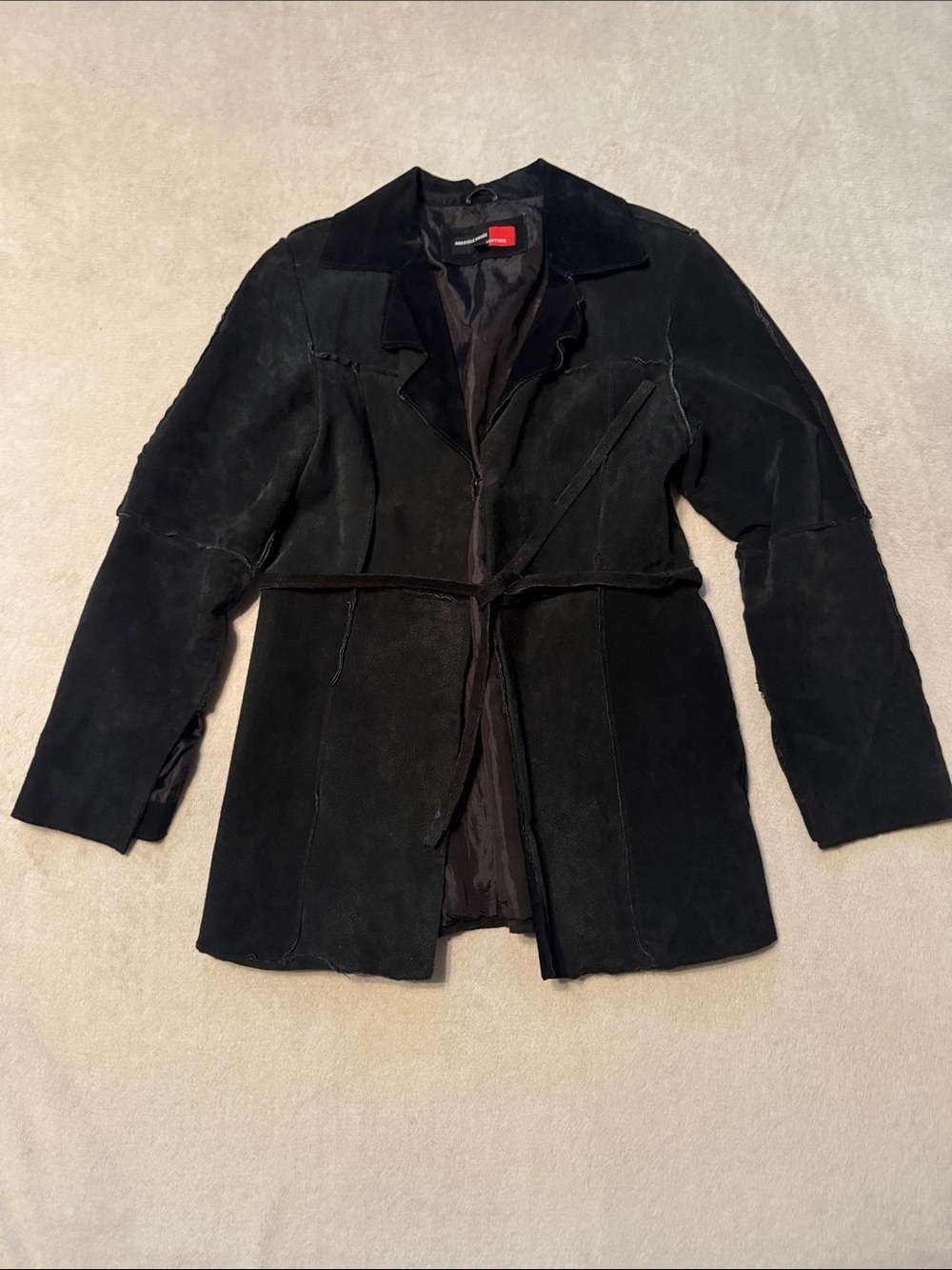 Marcelle Renee Women’s M Black Suede Leather Tie-Waist Jacket
